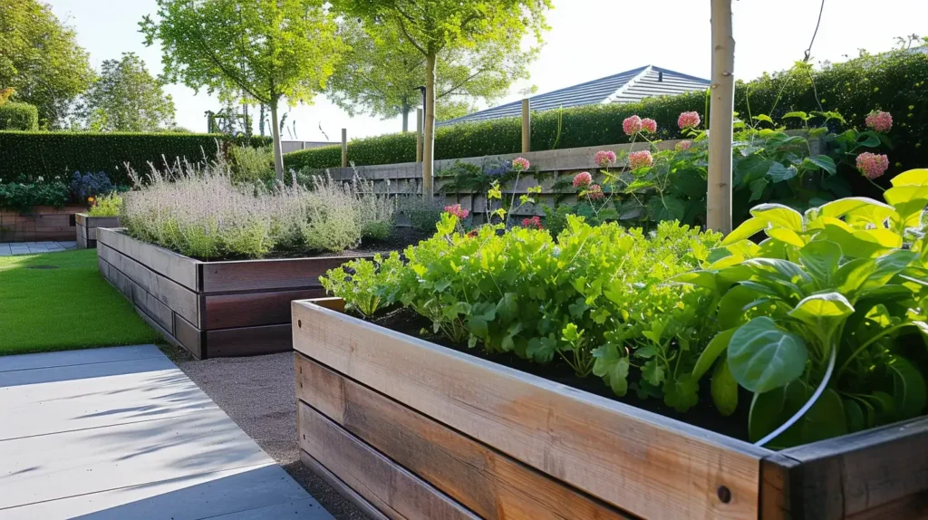 contemporary garden Raised Beds edging
