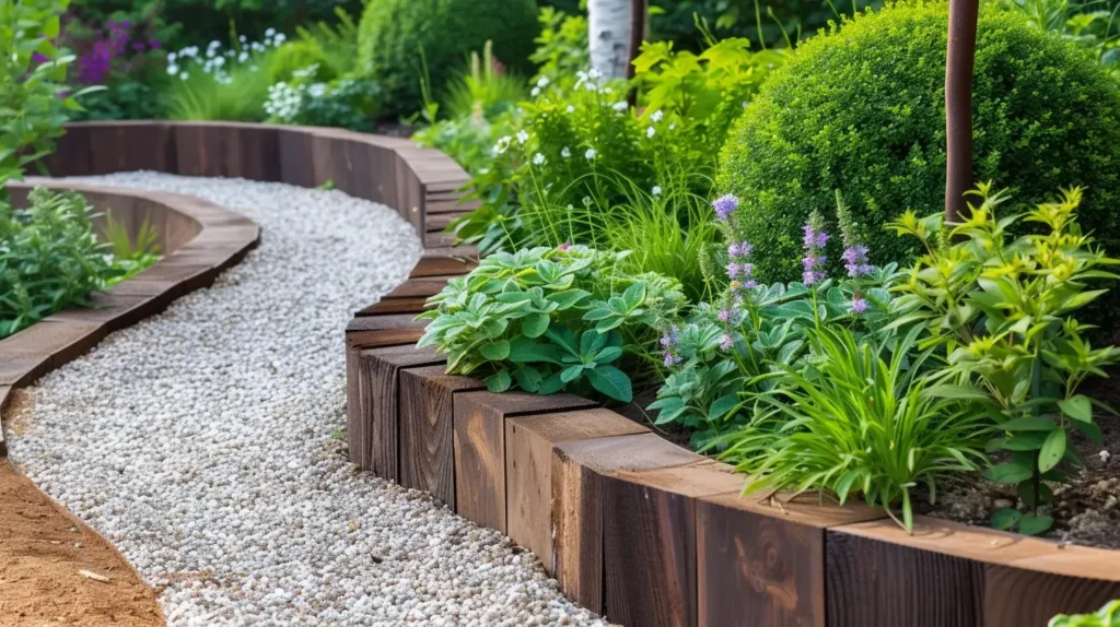 contemporary garden wood edging