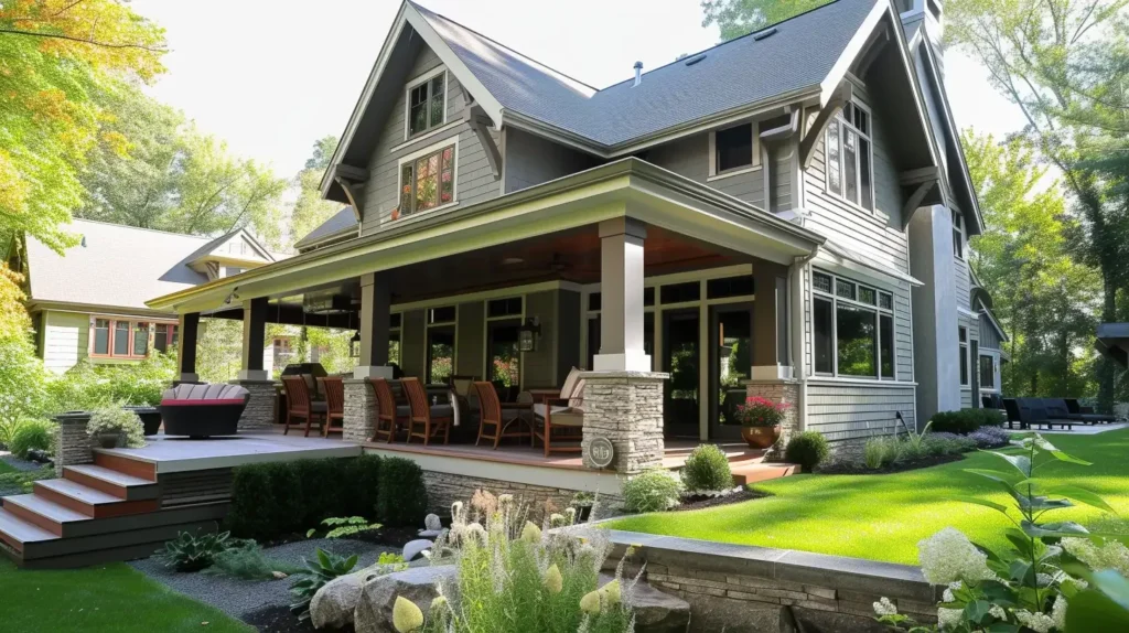 contemporary craftsman house outdoor spaces